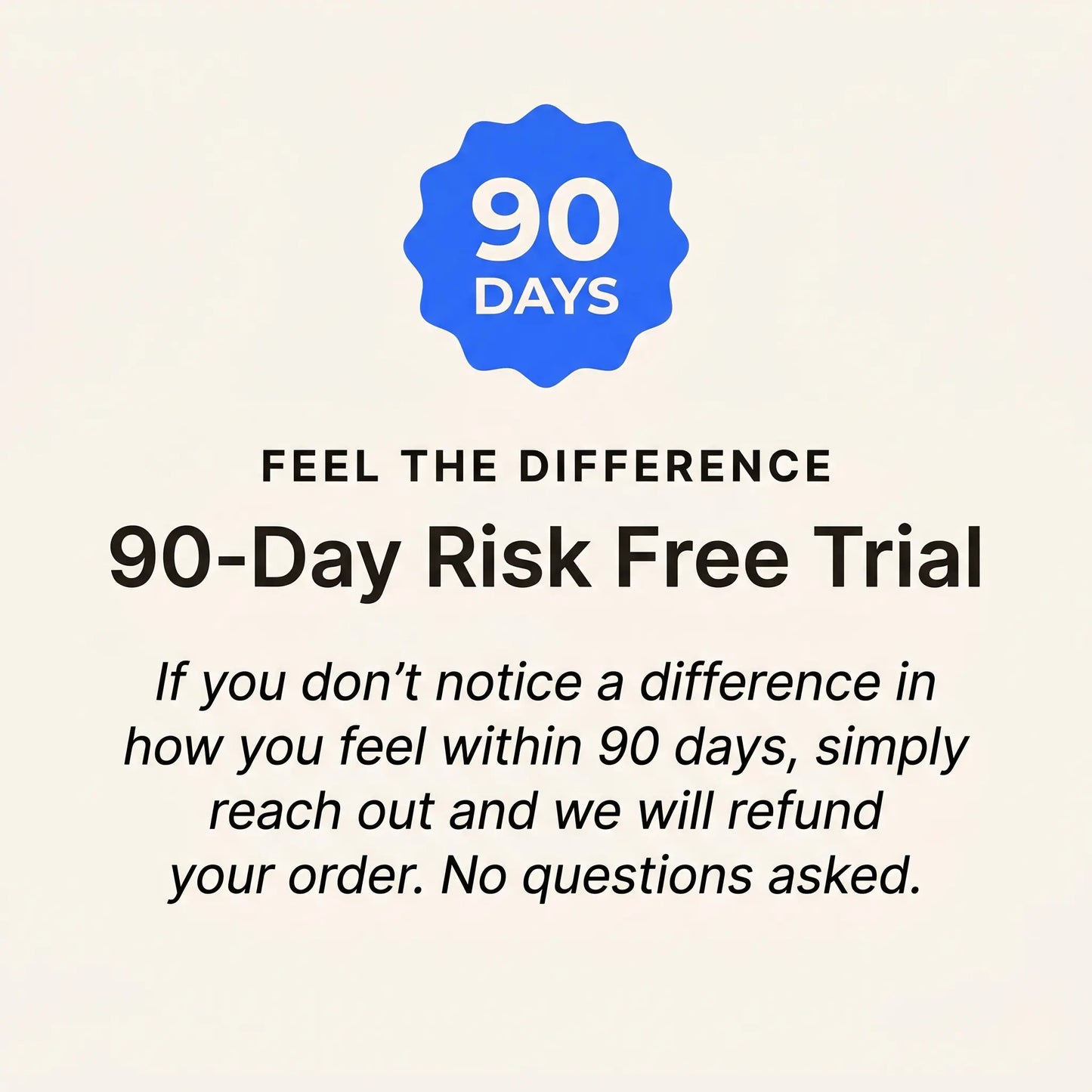 Promotional text for a 90-day risk-free trial on a light beige background with a blue badge. Fluxa Lipid Flow.