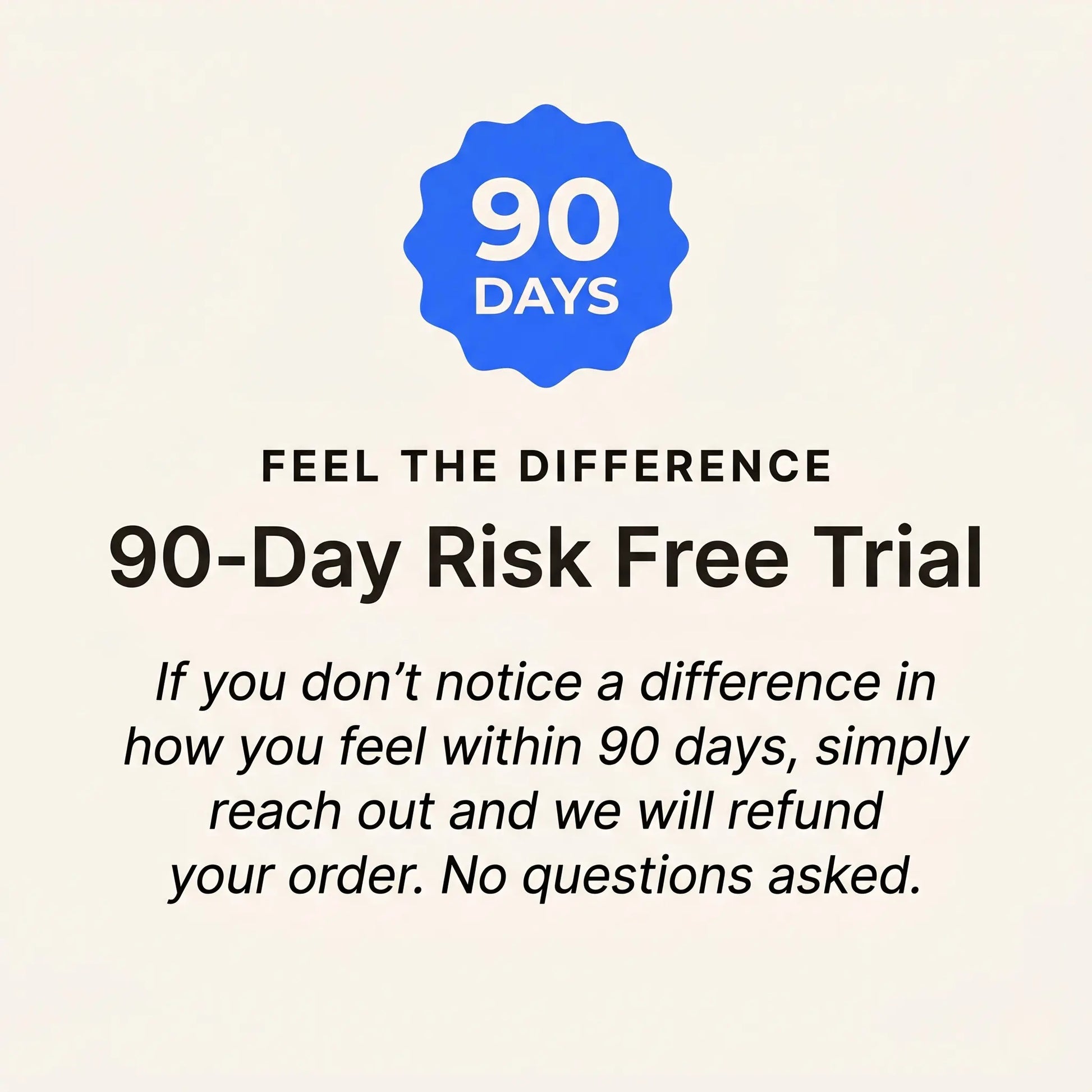 Promotional text for a 90-day risk-free trial on a light beige background with a blue badge. Fluxa Lipid Flow.